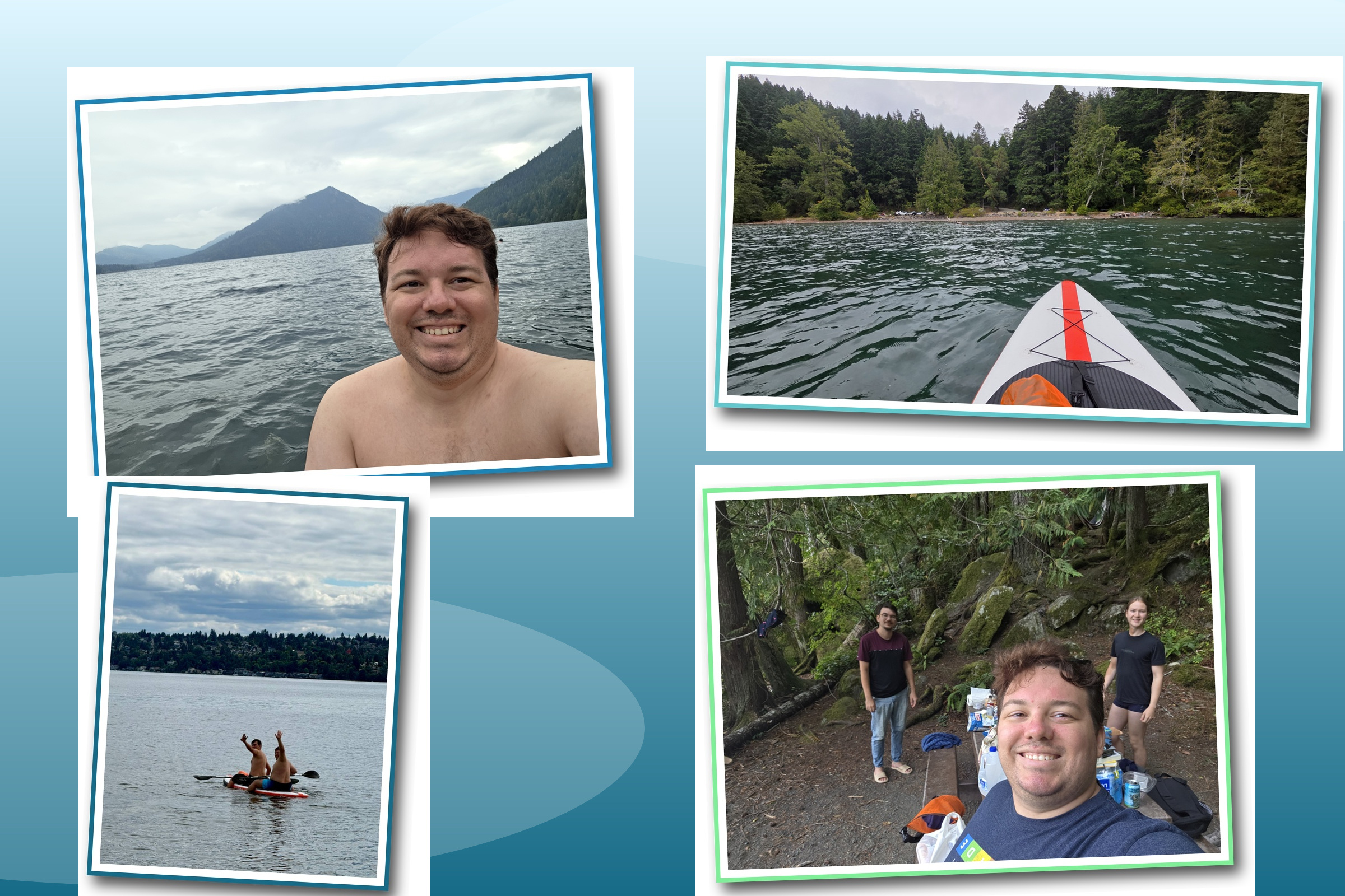 Летний отдых на воде и первый падлборд Кевина Дюка на Lake Crescent