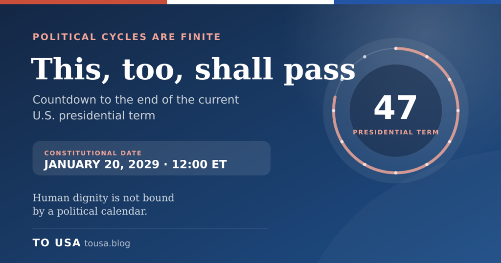 Countdown to the end of the current U.S. presidential term — “This, too, shall pass”